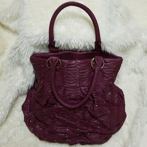 Deux Lux ruched studded shoulder / hobo bag